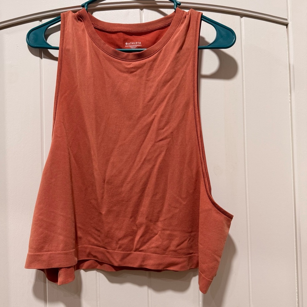 Athleta Rust-Orange Sleeveless Crop Tank